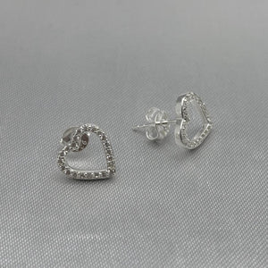 #BR256 - Broquel Corazón Piedra Zirconia Plata - LL1.8