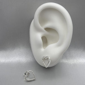 #BR256 - Broquel Corazón Piedra Zirconia Plata - LL1.8