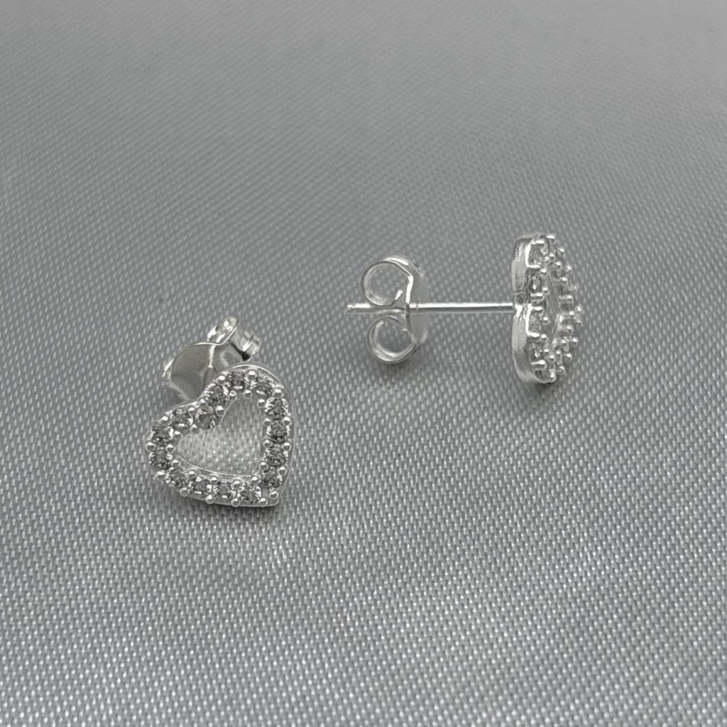 #BR257 - Broquel Corazón Piedra De Zirconia Plata - LL1.3