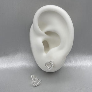 #BR257 - Broquel Corazón Piedra De Zirconia Plata - LL1.3