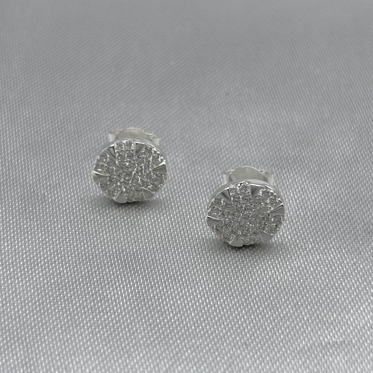 #BR263 - Broquel Circular Con Zirconia Plata - LL1.6