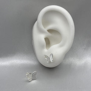 #BR265 - Broquel Mariposa Con Zirconia Plata - LL2.1
