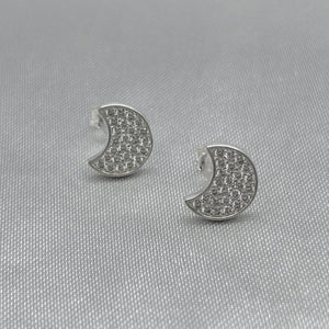 #BR266 - Broquel Luna Con Piedra Zirconia Plata - LL1.7