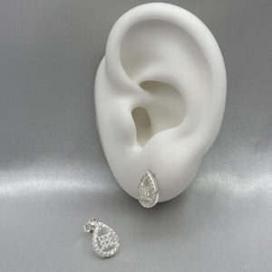 #BR269 - Broquel Gota Y Cuadro Con Zirconia Plata - LL1.9