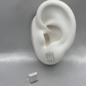 #BR270 - Broquel Cuadro Con Zirconia Plata - LL2.1