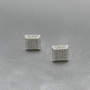 #BR270 - Broquel Cuadro Con Zirconia Plata - LL2.1