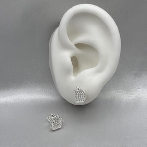 #BR272 - Broquel Manzana Mordida Con Zirconia Plata - LL1.8