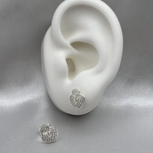 #BR273 - Broquel Candado Corazón Con Zirconia Plata - LL1.8