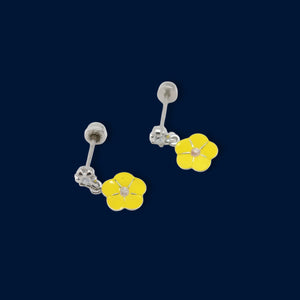 #BR281 - Broquel Flor Esmaltada Con Zirconia Plata - F41