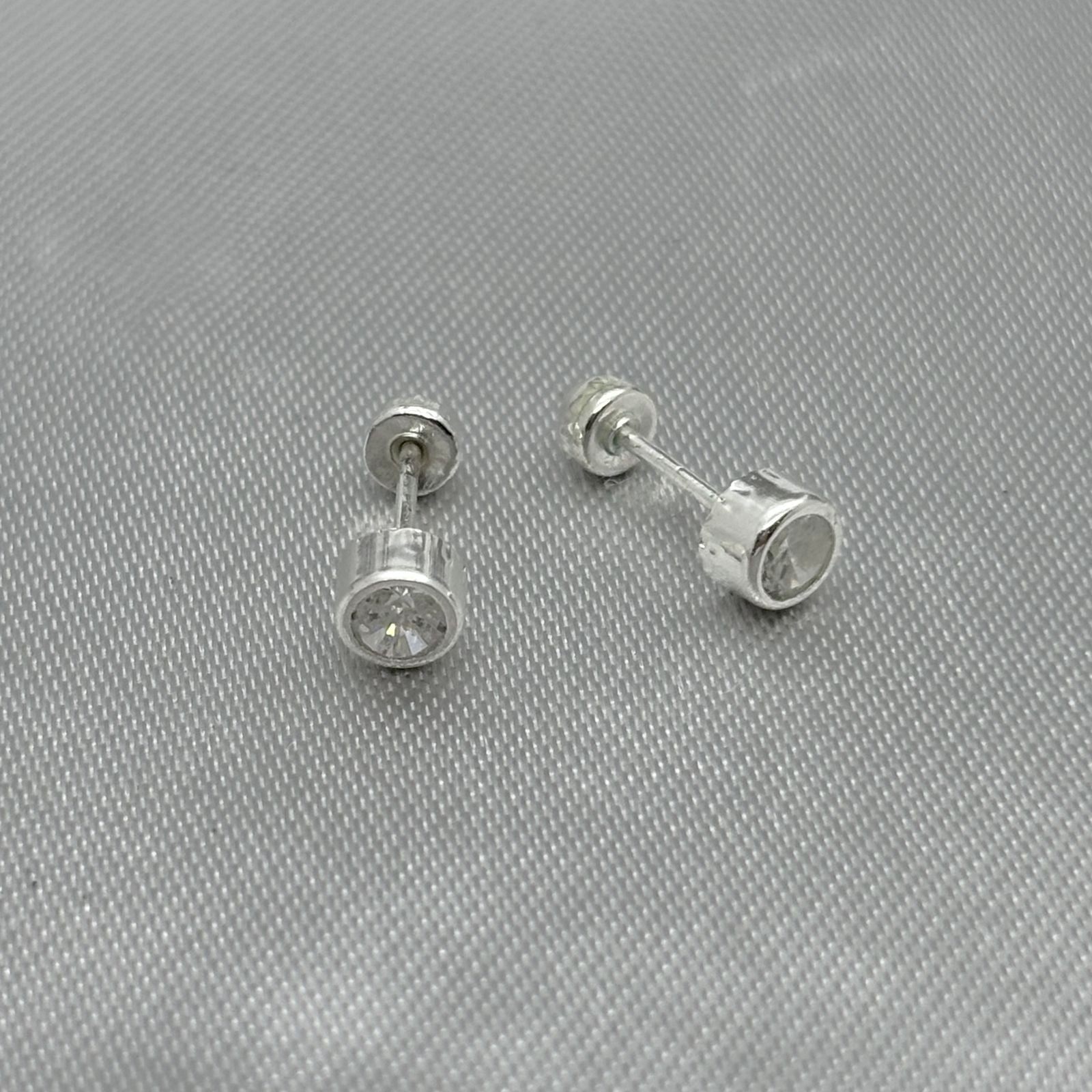 #BR287 - Broquel Tambor Con Piedra Zirconia Plata