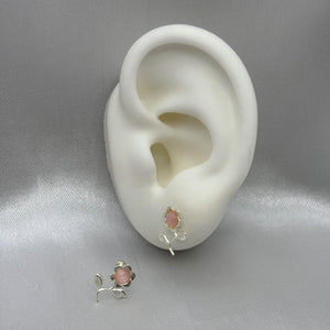 #BR288 - Broquel Flor Con Zirconia Plata - F46