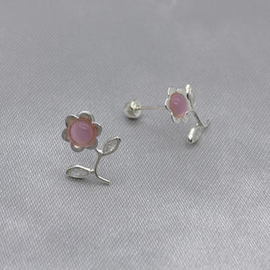 #BR288 - Broquel Flor Con Zirconia Plata - F46