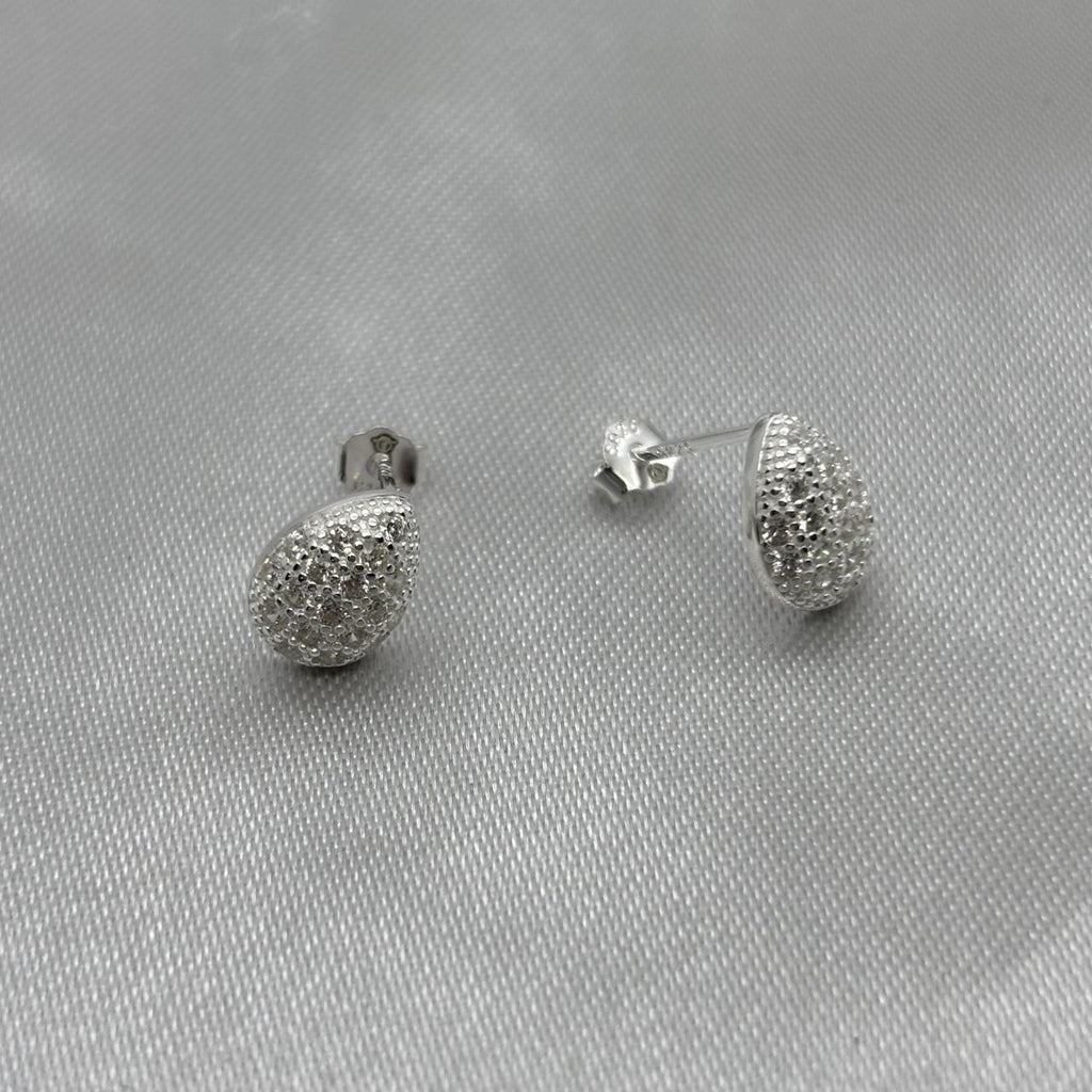 #BR301 - Broquel Gota Con Piedra Zirconia Plata - B12/1.6