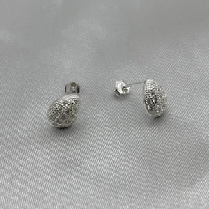 #BR301 - Broquel Gota Con Piedra Zirconia Plata - B12/1.6