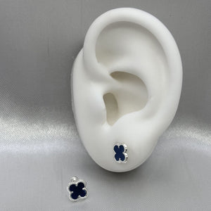 #BR310 - Broquel Trébol Tipo Van Cleef Esmaltado Plata