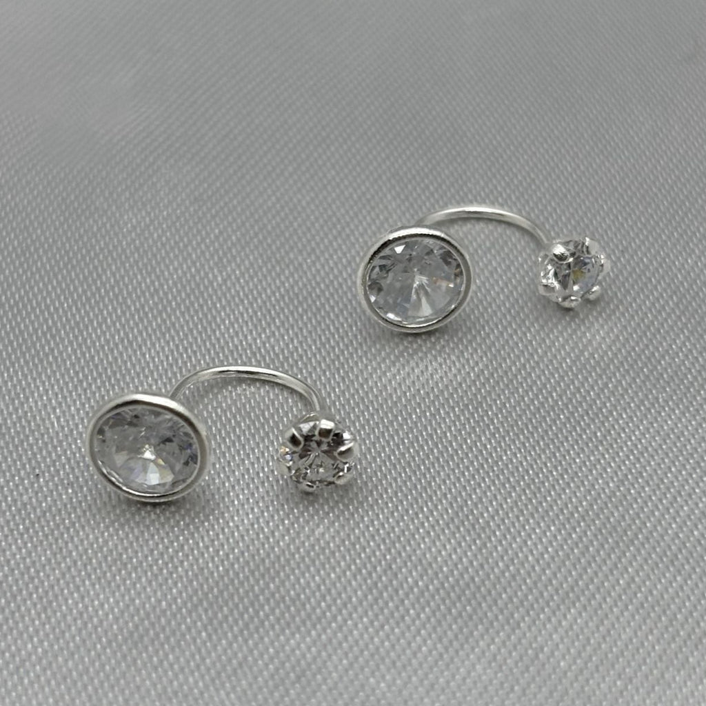 #BR317 - Broquel Curvo/Teléfono Circular Piedra Zirconia Plata
