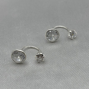 #BR317 - Broquel Curvo/Teléfono Circular Piedra Zirconia Plata