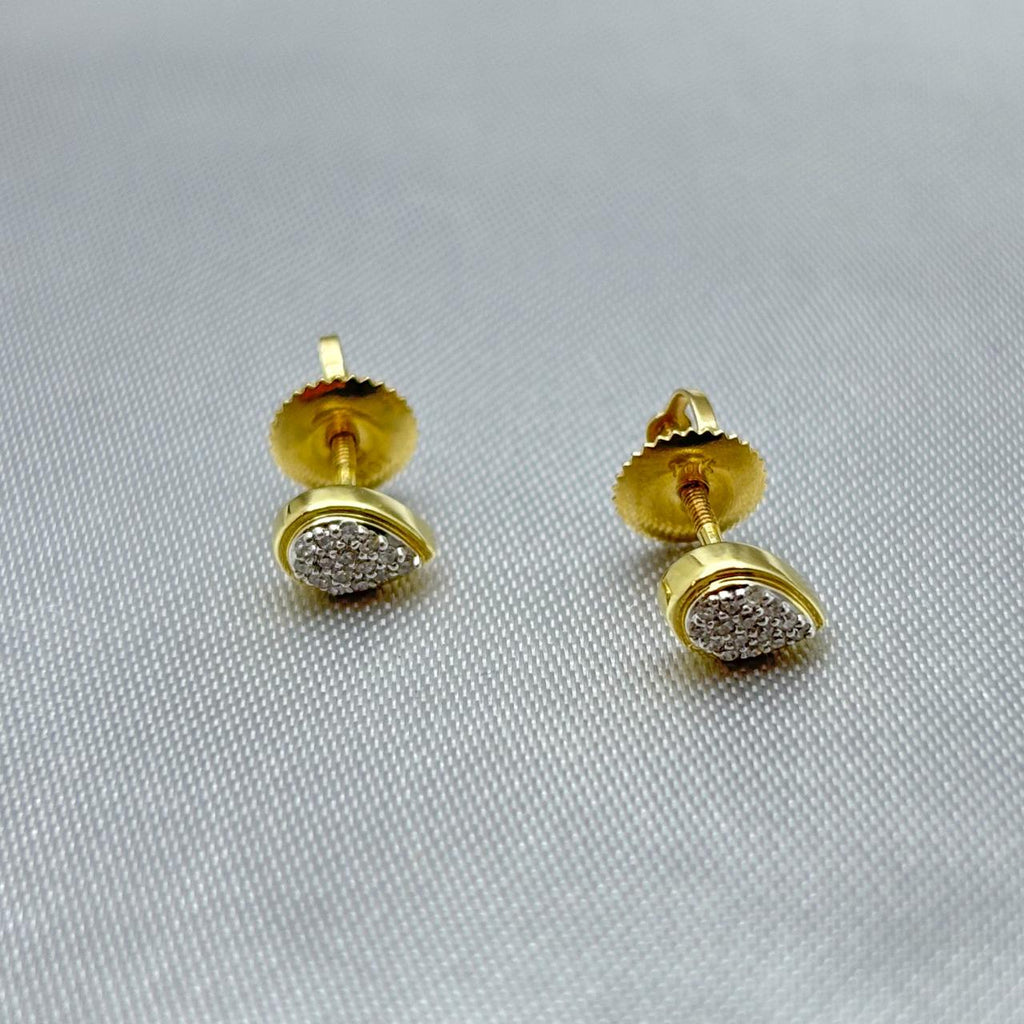 #BX10101 - Broquel Gota/Pera Con Diamante Natural Oro 10K - LX110