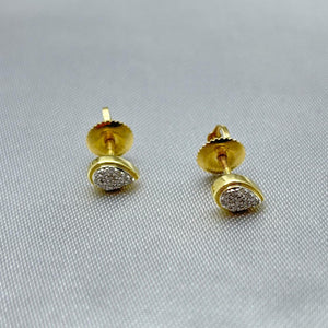 #BX10101 - Broquel Gota/Pera Con Diamante Natural Oro 10K - LX110