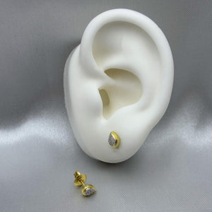 #BX10101 - Broquel Gota/Pera Con Diamante Natural Oro 10K - LX110