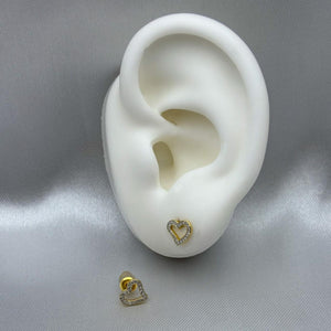 #BX10102 - Broquel Corazón Con Diamante Natural Oro 10K - LX210