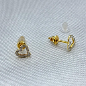 #BX10102 - Broquel Corazón Con Diamante Natural Oro 10K - LX210