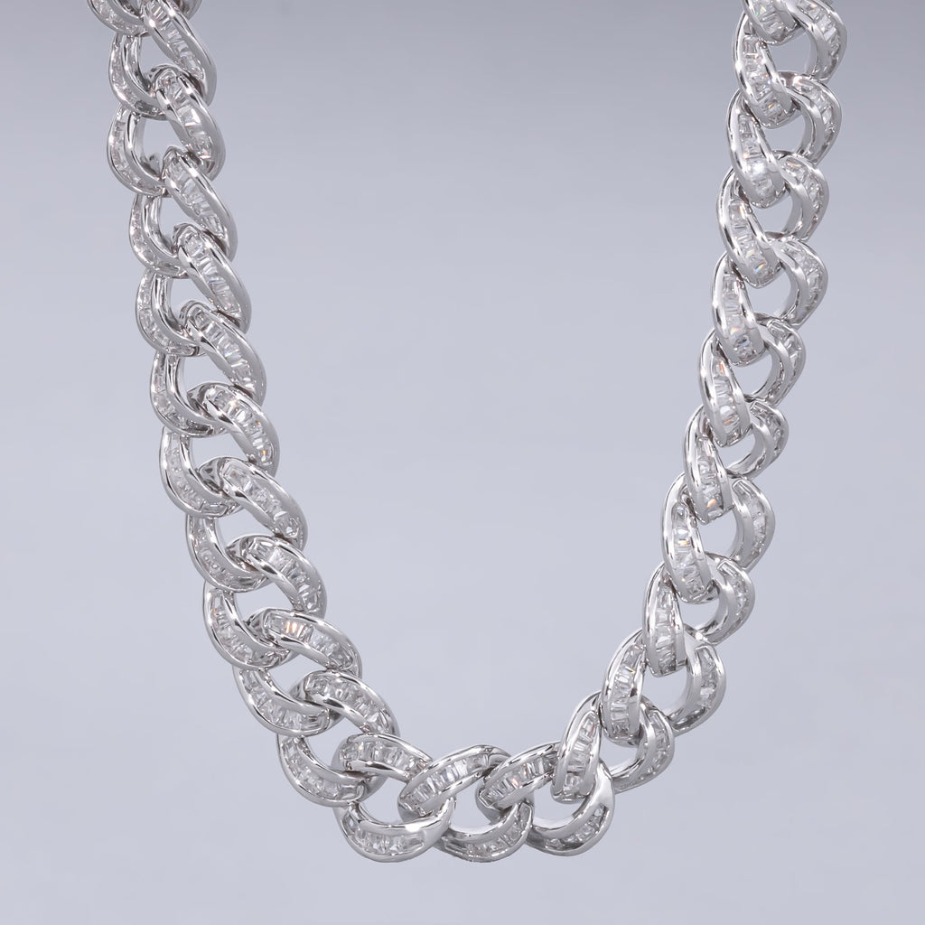 #CAD260 - Cadena Cubana Con Piedra Zirconia Plata - 180 - 8 mm - PU57.9