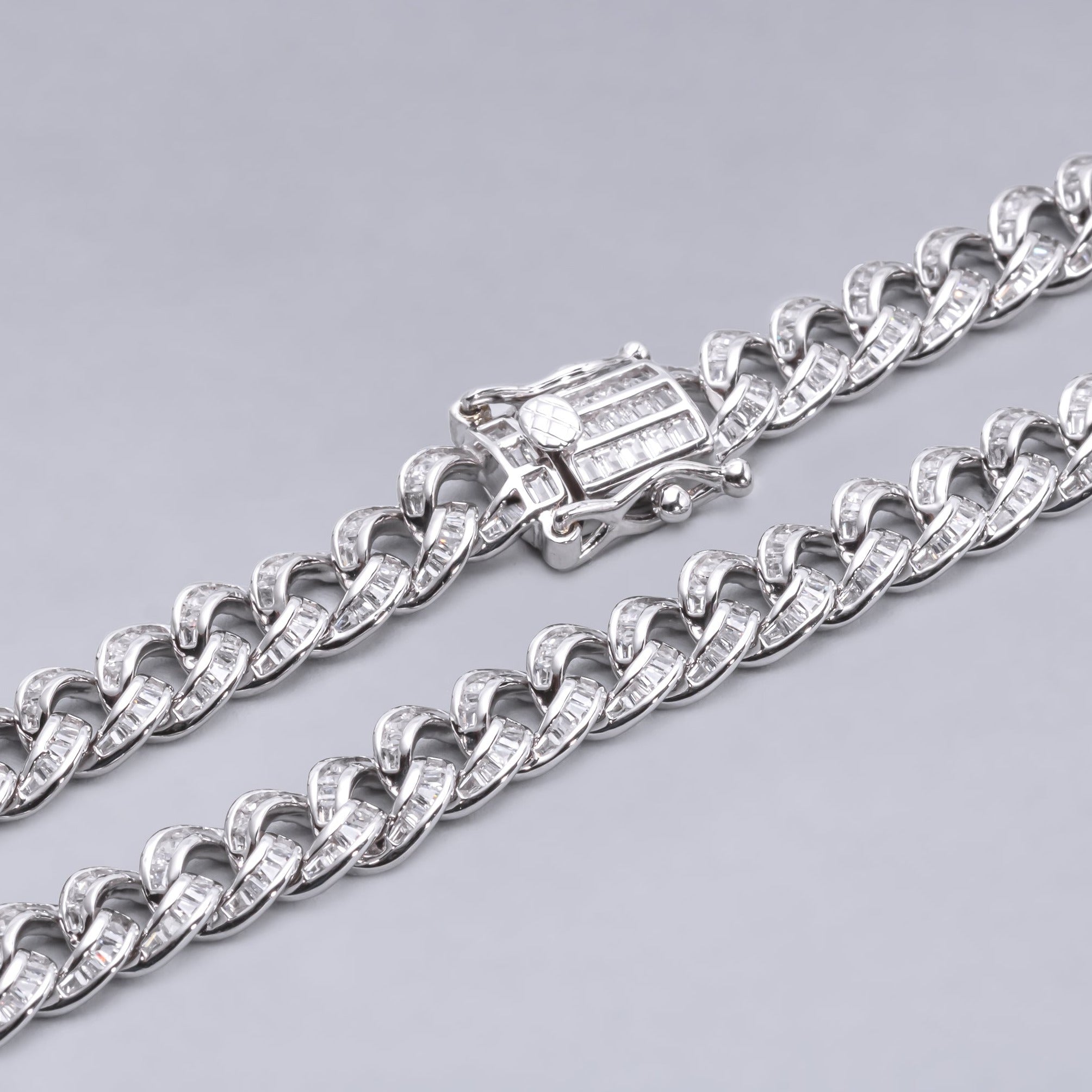 #CAD260 - Cadena Cubana Con Piedra Zirconia Plata - 180 - 8 mm - PU57.9
