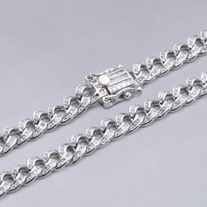 #CAD260 - Cadena Cubana Con Piedra Zirconia Plata - 180 - 8 mm - PU57.9