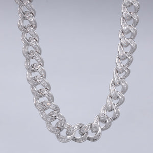 #CAD260 - Cadena Cubana Con Piedra Zirconia Plata - 180 - 8 mm - PU57.9