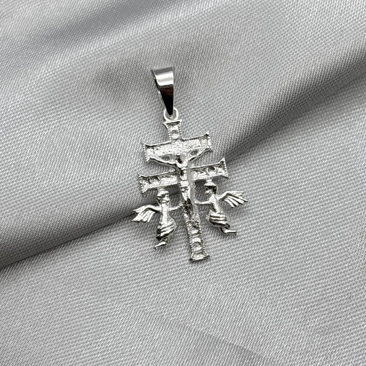 #D582- Dije Cruz De Caravaca Con Cristo De Plata - ZC2.8