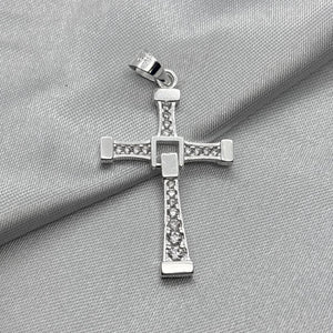 #D439 - Dije Cruz Movible Piedra Zirconia Plata - ZC3.1