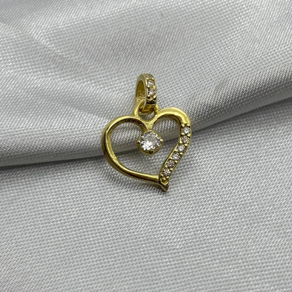 #D10224 - Dije Corazón Con Piedra Zirconia Oro 10K - K01/1.1