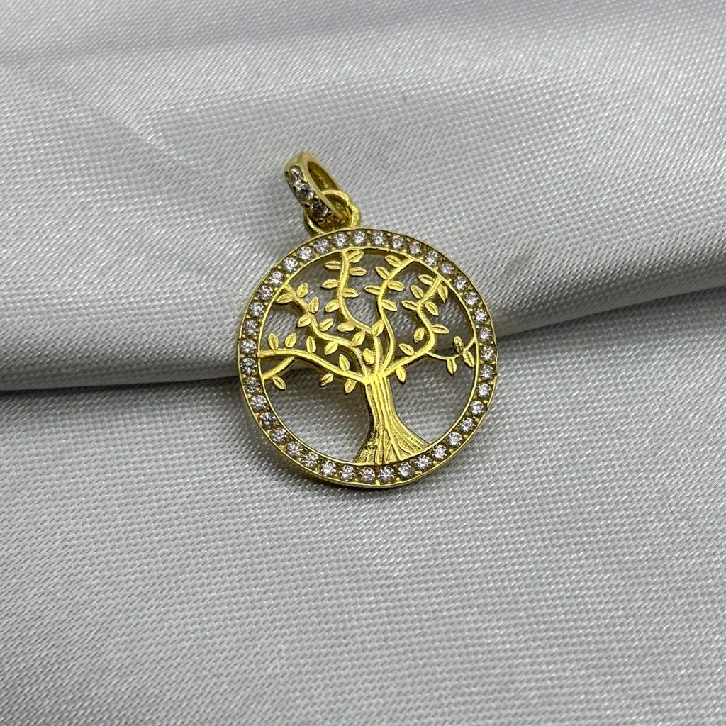#D10225 - Dije Circular Árbol De La Vida Piedra Zirconia Oro 10K - K01/1.9