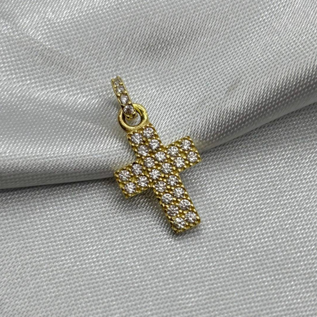 #D10226 - Dije Cruz Con Piedra Zirconia Oro 10K - K01/1.1