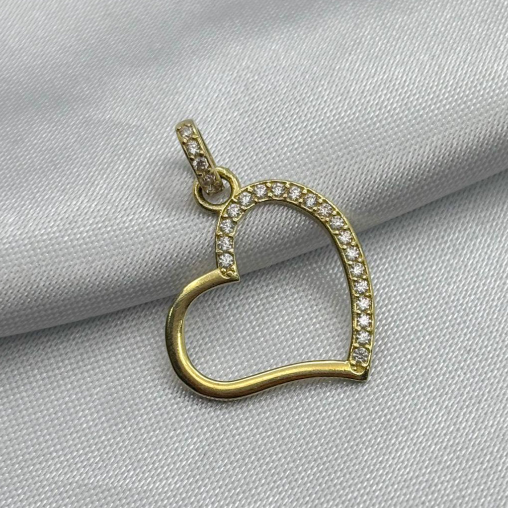 #D10232 - Dije Corazón Con Piedra De Zirconia Oro 10K - K01/1.3