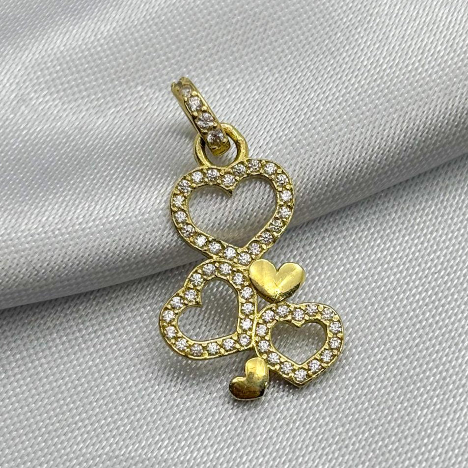 #D10233 - Dije Corazones Con Piedras De Zirconia Oro 10K - K01/1.4