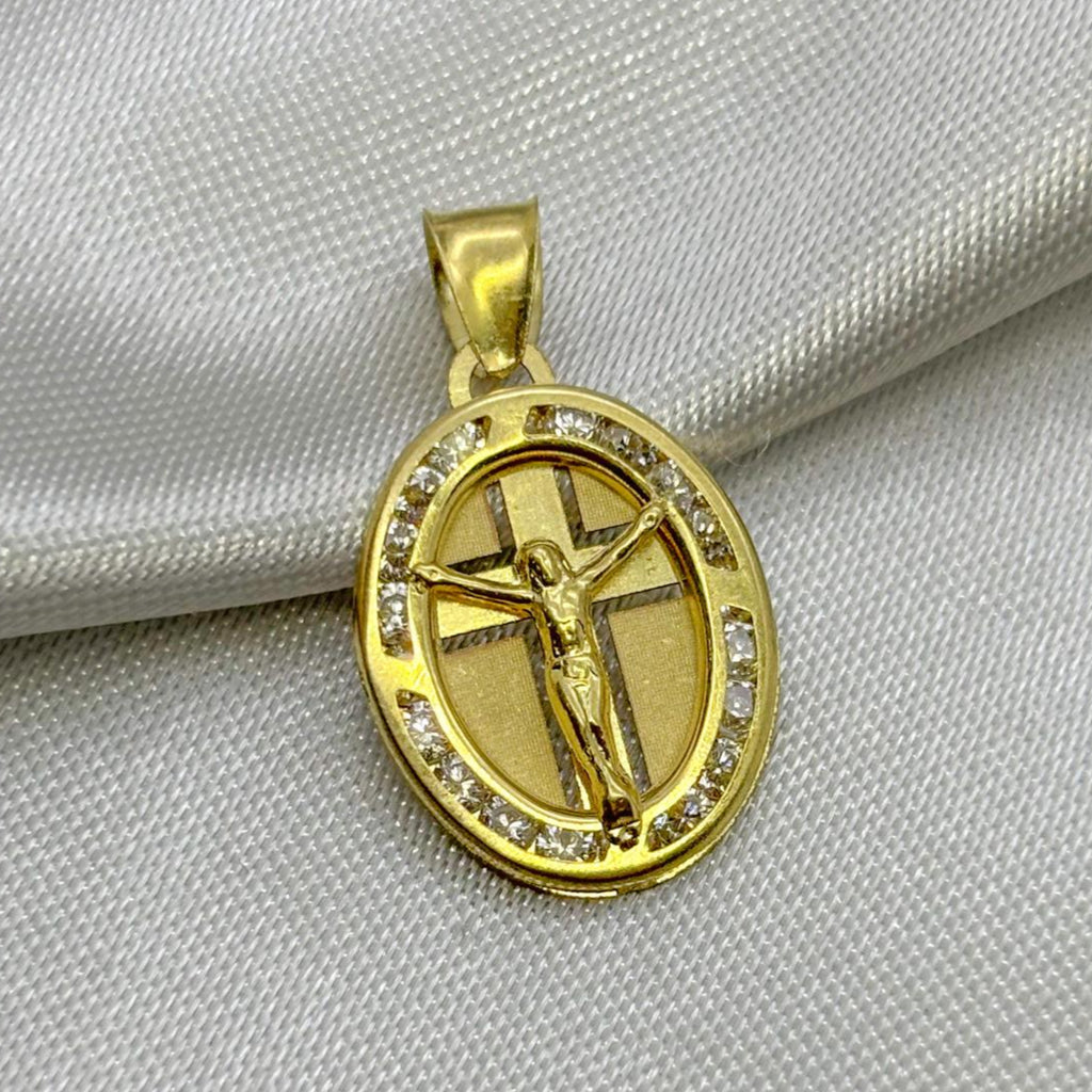 #D10240 - Dije/Medalla Crucifijo Con Piedra Zirconia Oro 10K - I02/1.0