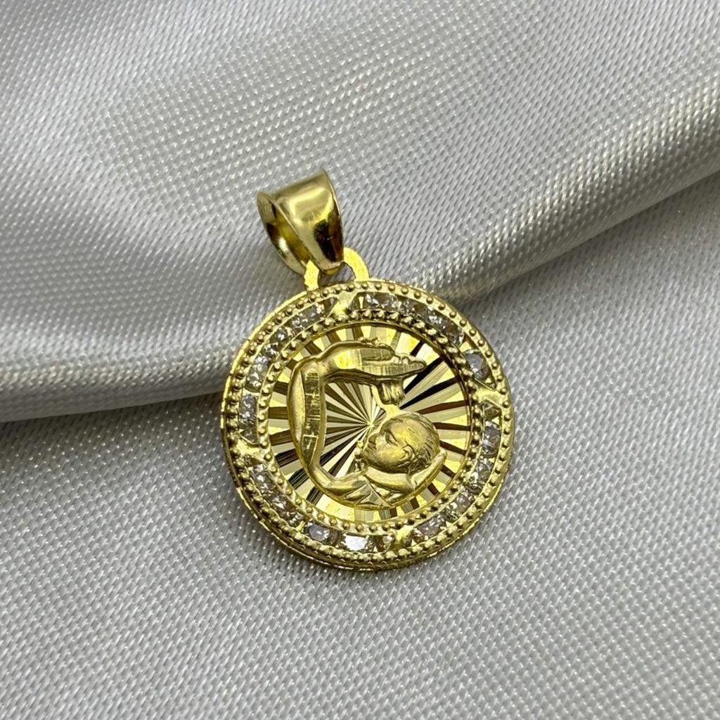 #D10246 - Dije/Medalla De Bautizo Con Piedra Zirconia Oro 10K - I02/1.1