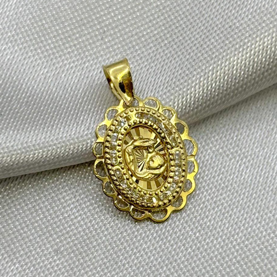 #D10248 - Dije/Medalla Bautizo Con Piedra De Zirconia Oro 10K - I02/0.6
