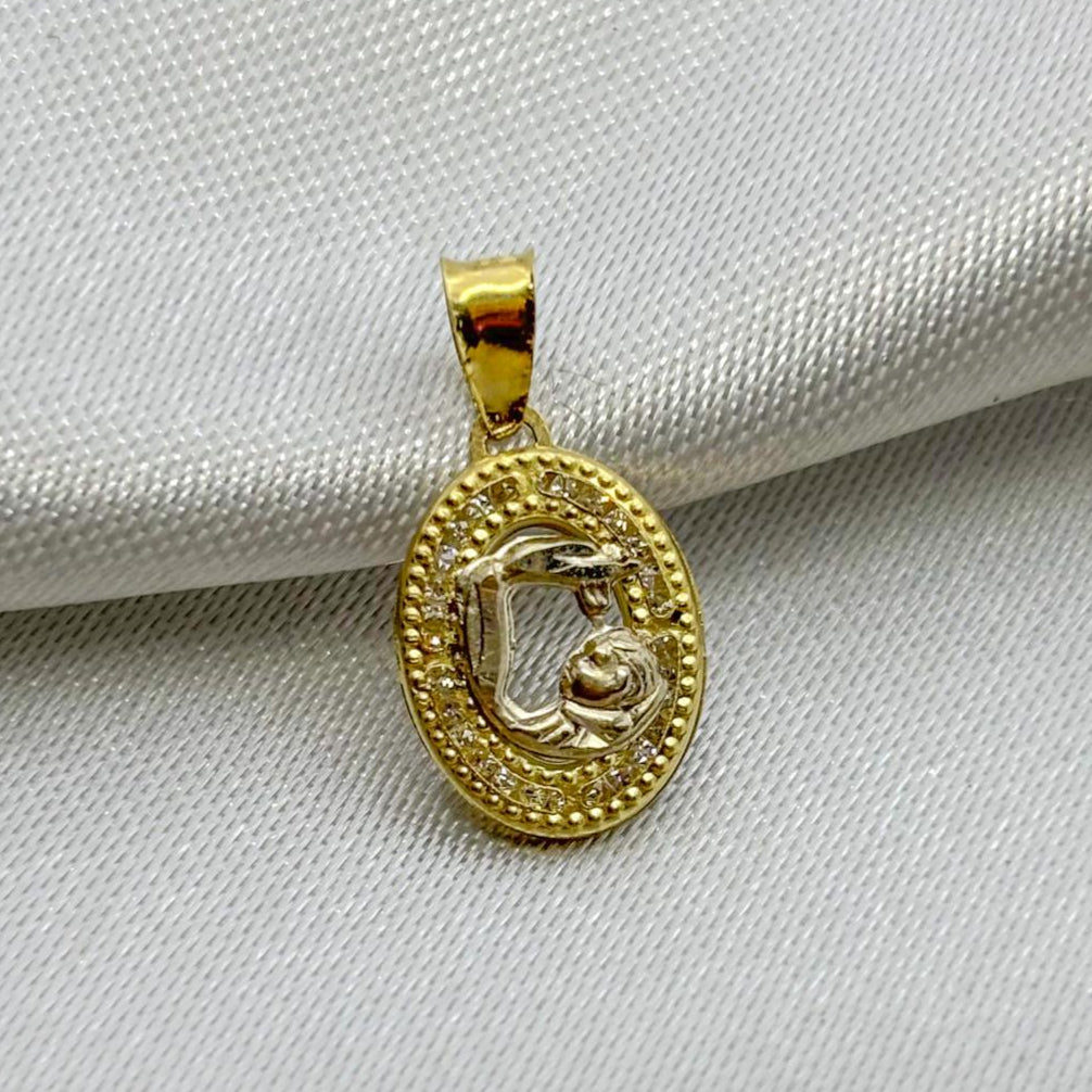 #D10250 - Dije/Medalla De Bautizo Con Piedra Zirconia Oro 10K - I02/0.5