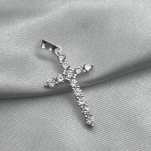 #D122 - Dije Cruz Con Piedra Zirconia Plata - LL1.4