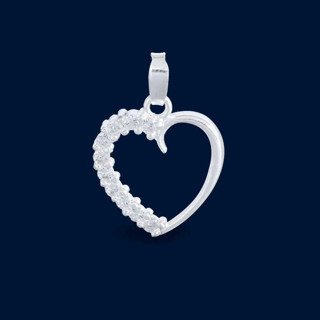#D134 - Dije Silueta De Corazón De Plata Con Zirconias - F1.7