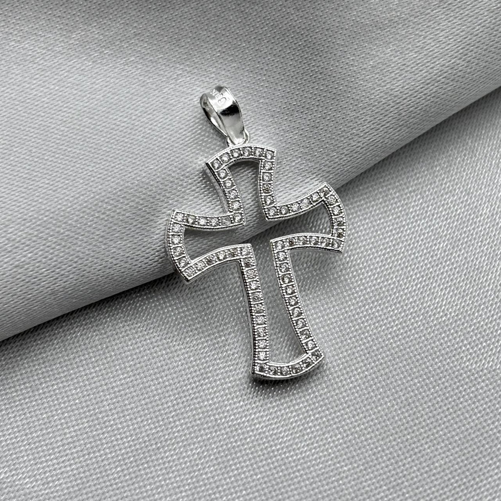 #D140 - Dije Cruz Con Piedra Zirconia Plata - F2.0