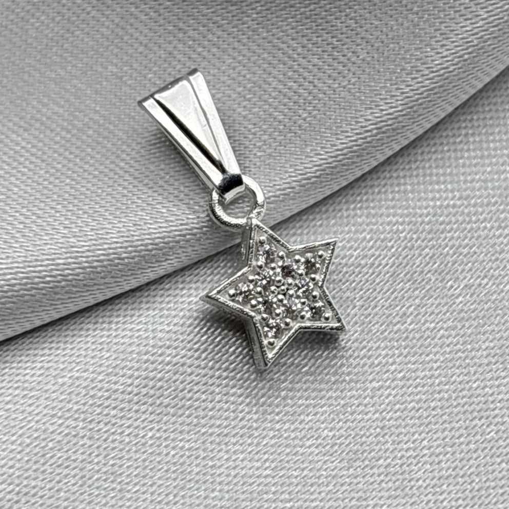 #D145 - Dije Estrella De Plata Con Piedra Zirconia - F1.2