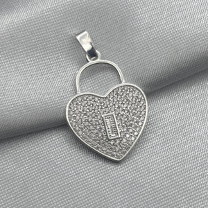 #D151 - Dije Candado corazón Piedra Zirconia Plata - LL1.9