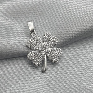 #D165 - Dije Trébol Piedra Zirconia Plata - LL1.6
