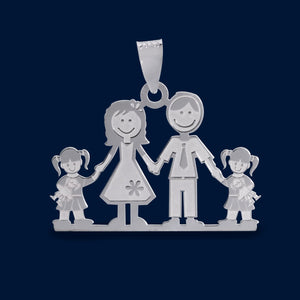 #D179 - Dije Familiar Mamá Papá y 2 Niños o Niñas Plata - LL2.1