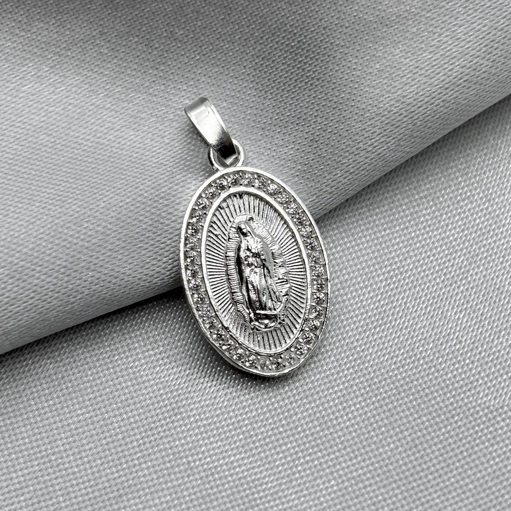 #D185 - Dije/Medalla Virgen De Guadalupe Con Piedra Zirconia Plata - F1.8