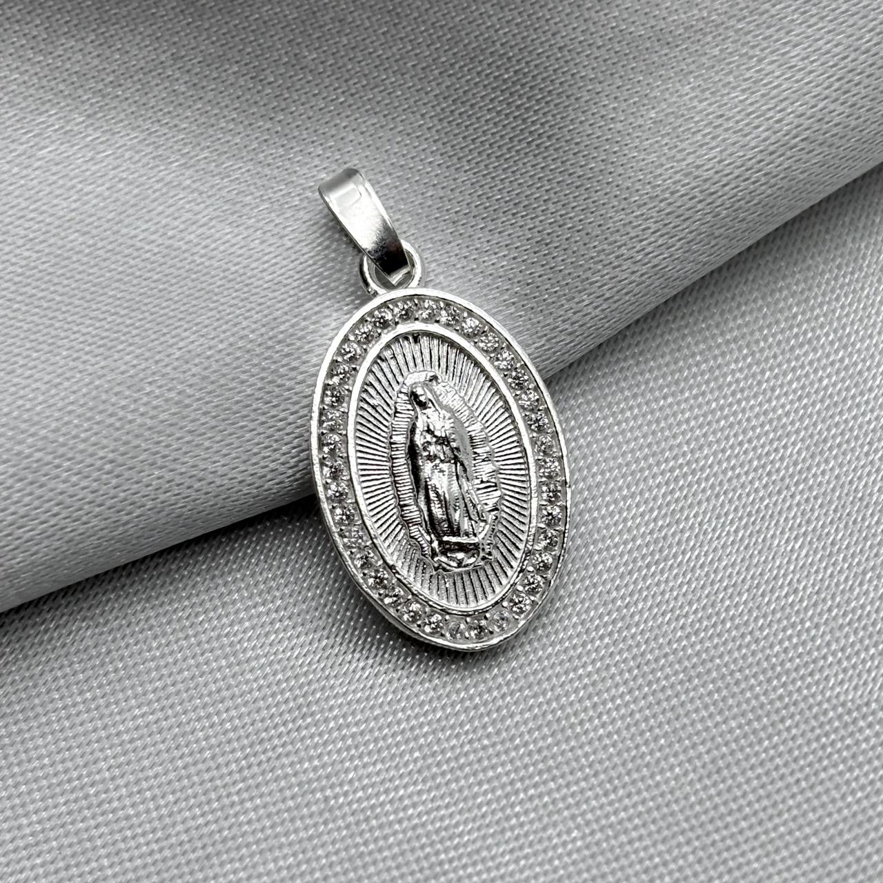 #D185 - Dije/Medalla Virgen De Guadalupe Con Piedra Zirconia Plata - F1.8